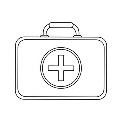 Medical first aids suitcase black and white