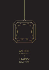 Merry Christmas and Happy New Year. Vector modern template card. Abstract geometric christmas balls.