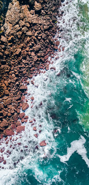 Aerial view of a rocky coast