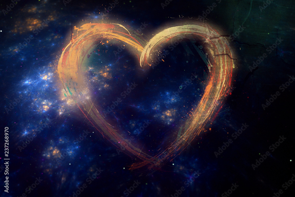Canvas Prints artistic abstract multicolored heart on a galaxy background