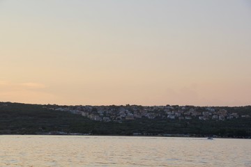 Fototapeta na wymiar Sunset on the sea close to Punat on Krk island, Croatia