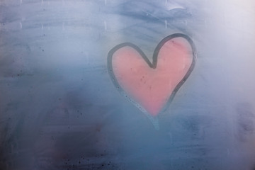 The drawing on the sweaty glass - heart