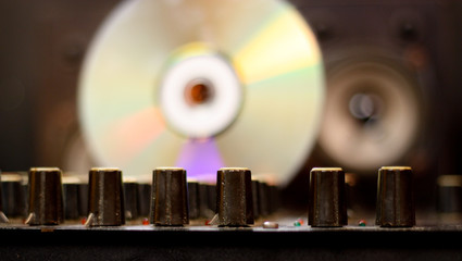 music mixing console close-up