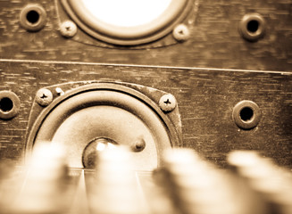 music mixing console close-up