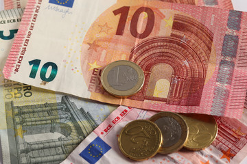 Money euro coins and banknotes