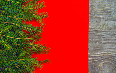 Christmas gift boxes on a rustic wooden background