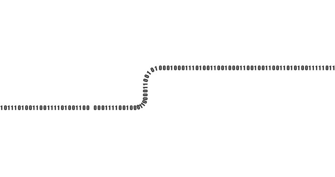 Coding or Hacker concept. Vector matrix background. Horizontal Stream or letter S of binary code on screen. Data and technology, decryption and encryption, computer matrix background digits 1 and 0.