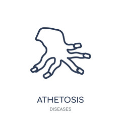 Athetosis icon. Athetosis linear symbol design from Diseases collection.