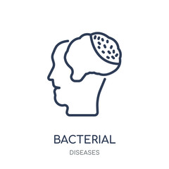 Bacterial meningitis icon. Bacterial meningitis linear symbol design from Diseases collection.