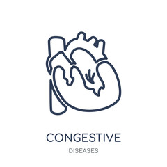 Congestive heart disease icon. Congestive heart disease linear symbol design from Diseases collection.