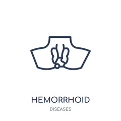 Hemorrhoid icon. Hemorrhoid linear symbol design from Diseases collection.