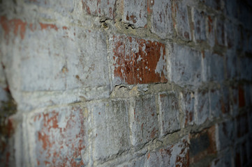 Beautiful shabby and scratched brick wall