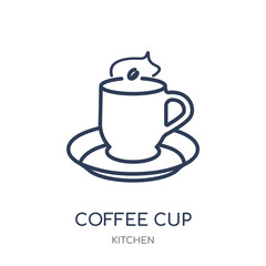 Coffee cup icon. Coffee cup linear symbol design from Kitchen collection.