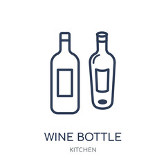 Wine bottle icon. Wine bottle linear symbol design from Kitchen collection.