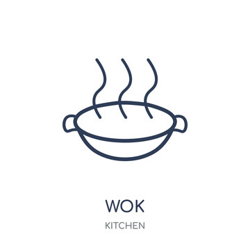 wok icon. wok linear symbol design from Kitchen collection.
