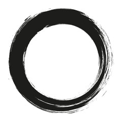 vector brush strokes circles of paint on white background. Ink hand drawn paint brush circle. Logo, label design element vector illustration. Black abstract circle. Frame.