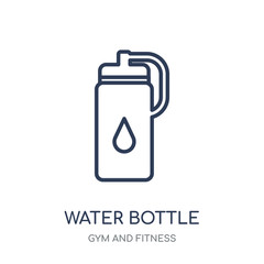 Water bottle icon. Water bottle linear symbol design from Gym and Fitness collection.