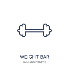 Weight bar icon. Weight bar linear symbol design from Gym and Fitness collection.