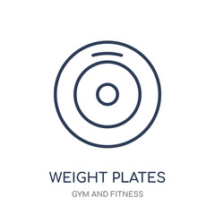 Weight plates icon. Weight plates linear symbol design from Gym and Fitness collection.