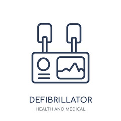 Defibrillator icon. Defibrillator linear symbol design from Health and Medical collection.