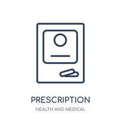 Prescription icon. Prescription linear symbol design from Health and Medical collection.