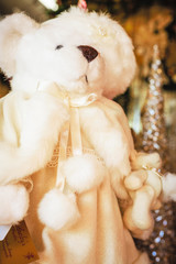 White Christmas Teddy Bear at the Holidays