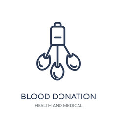 Blood donation icon. Blood donation linear symbol design from Health and Medical collection.