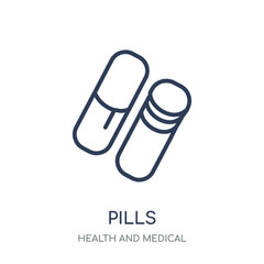 Pills icon. Pills linear symbol design from Health and Medical collection.