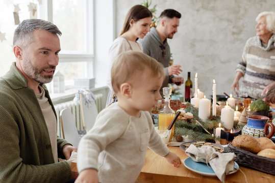 Christmas dinner in family circle