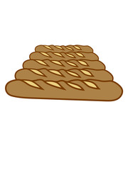 reihe viele mehrere muster baguette brot brötchen französisch frankreich lecker hunger essen bäcker backen comic cartoon clipart