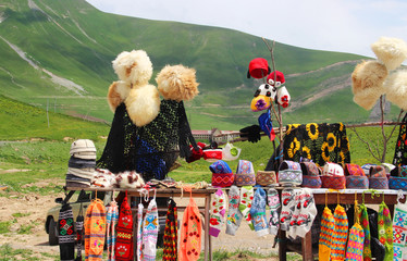 Traditional Georgian souvenirs in mountains Kazbegi