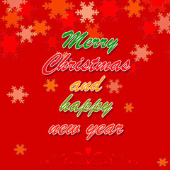 Fototapeta na wymiar Christmas card on a red background with festive elements