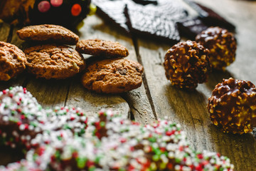 Chip cookies and chocolates pralines to take pleasure in Christmas holidays