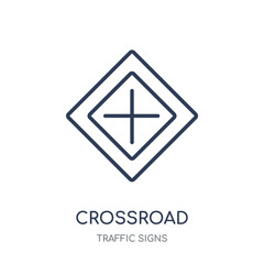 Crossroad sign icon. Crossroad sign linear symbol design from Traffic signs collection.