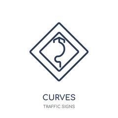 Curves sign icon. Curves sign linear symbol design from Traffic signs collection.