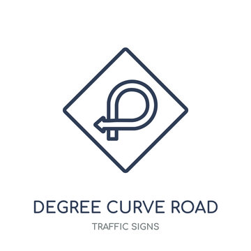 degree curve road sign icon. degree curve road sign linear symbol design from Traffic signs collection.