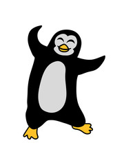 pinguin tanzen glücklich fröhlich vogel springen spaß party comic cartoon clipart design