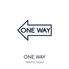 One way sign icon. One way sign linear symbol design from Traffic signs collection.