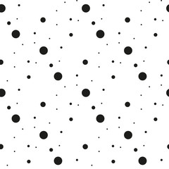 Abstract geometric pattern. Vector seamless black and white circle background. Irregular shapes. Modern stylish dot texture. Trendy print. Swatch. For print, wrapping paper, wallpaper, textile, fabric