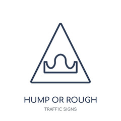hump or rough sign icon. hump or rough sign linear symbol design from Traffic signs collection.