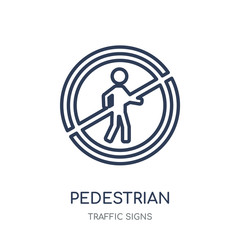 pedestrian prohibited sign icon. pedestrian prohibited sign linear symbol design from Traffic signs collection.