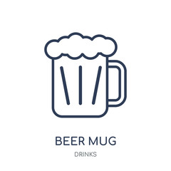 Beer mug icon. Beer mug linear symbol design from drinks collection.