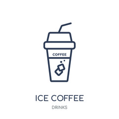 Ice coffee icon. Ice coffee linear symbol design from drinks collection.
