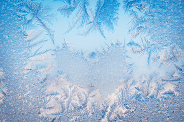 Abstract frosty pattern on glass, background texture