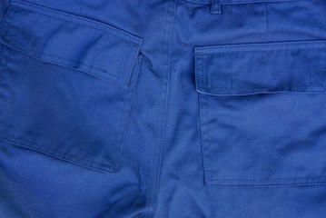 blue fabric texture of trousers with two pockets