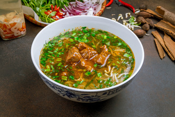 Vietnamese soup Pho with stewed beef