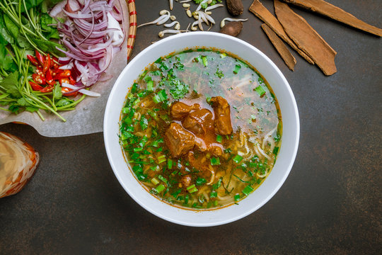 Vietnamese soup Pho with stewed beef