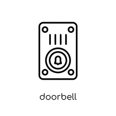 Doorbell icon. Trendy modern flat linear vector Doorbell icon on white background from thin line smart home collection