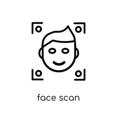 Face scan icon. Trendy modern flat linear vector Face scan icon on white background from thin line smart home collection