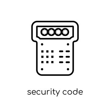 Security code icon. Trendy modern flat linear vector Security code icon on white background from thin line smart home collection